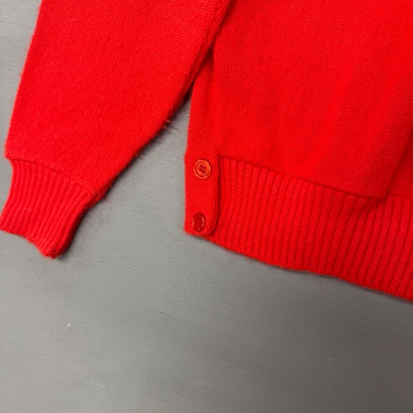 Vintage 80s Haymaker Lacoste Cardigan Sweater Red Vintage V-Neck Acrylic Large - Picture 5 of 8